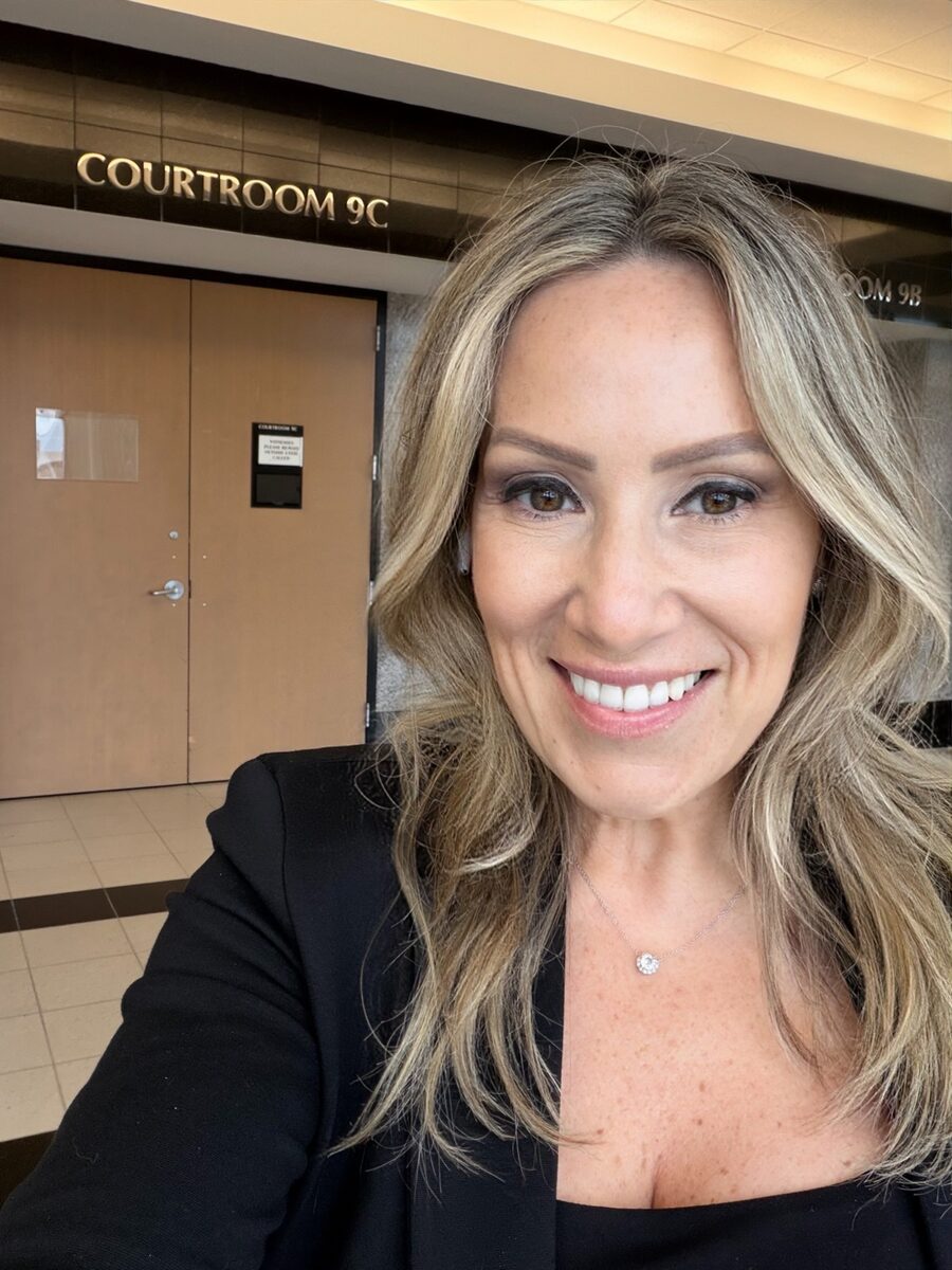 Jovianna Gonzalez at the courthouse ahead of expert witness testimony